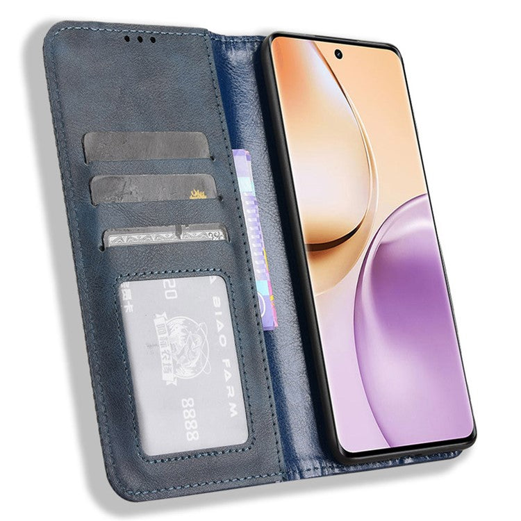 For Realme 14 Pro 5G Case Wallet Stand Retro Texture Leather Phone Cover - Blue