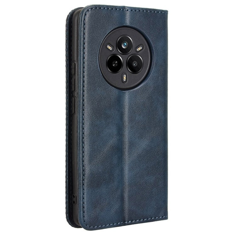 For Realme 14 Pro 5G Case Wallet Stand Retro Texture Leather Phone Cover - Blue