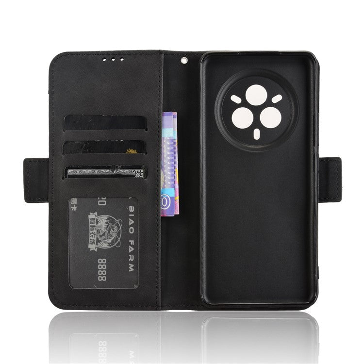 For Realme 14 Pro 5G Leather Case Phone Wallet Cover with Multiple Card Slots - Black