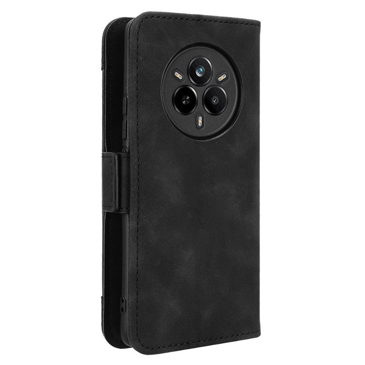 For Realme 14 Pro 5G Leather Case Phone Wallet Cover with Multiple Card Slots - Black