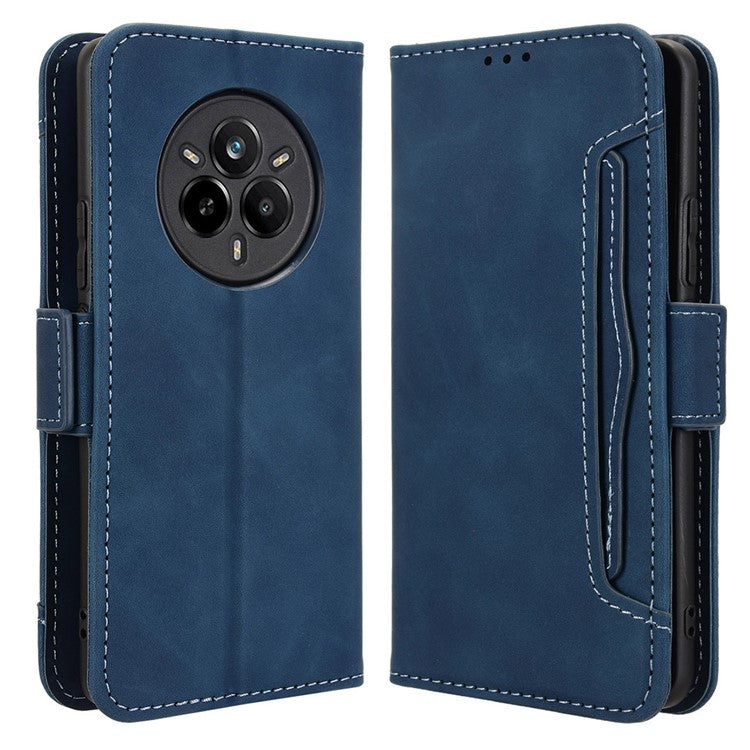 For Realme 14 Pro 5G Leather Case Phone Wallet Cover with Multiple Card Slots - Blue