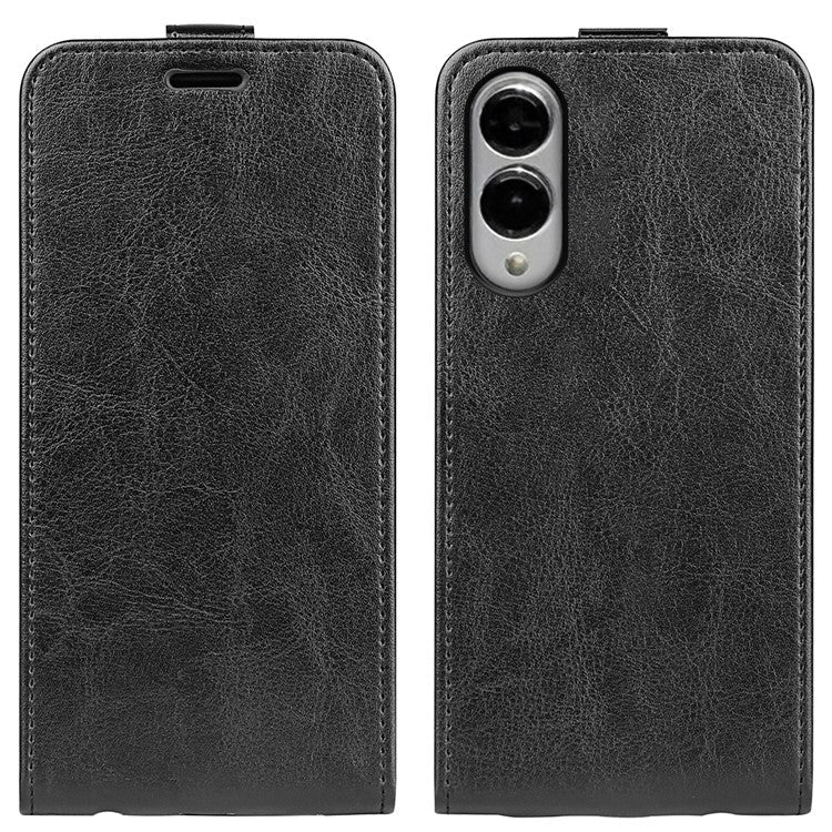 For Samsung Galaxy S25 Edge Case with Card Slots Vertical Flip Leather Phone Cover - Black