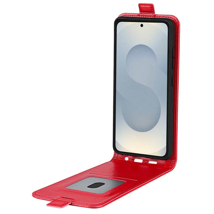 For Samsung Galaxy S25 Edge Case with Card Slots Vertical Flip Leather Phone Cover - Red