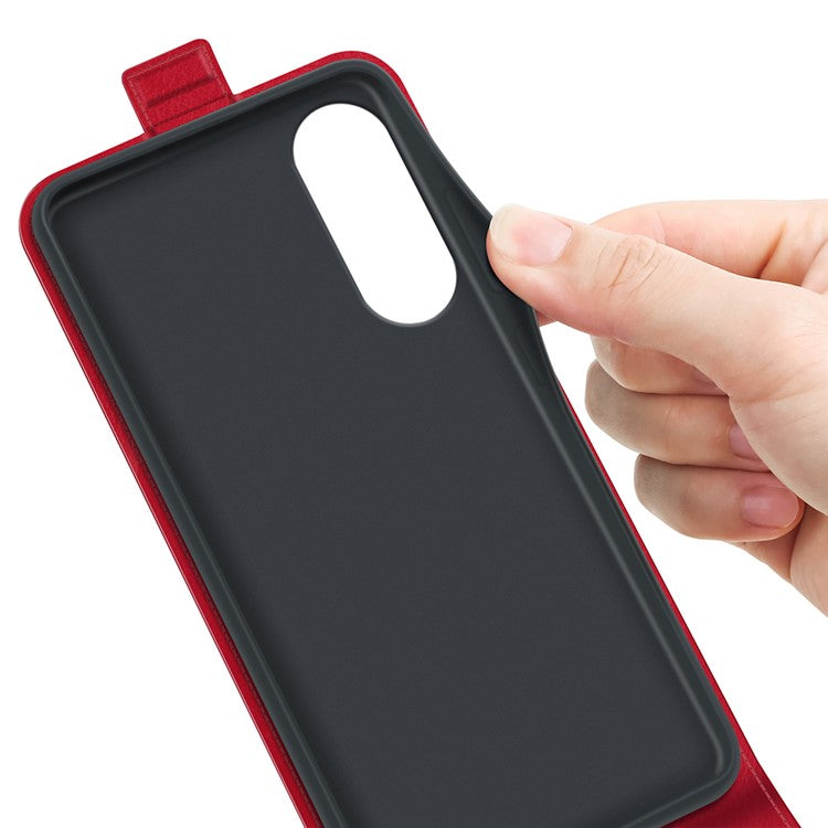 For Samsung Galaxy S25 Edge Case with Card Slots Vertical Flip Leather Phone Cover - Red