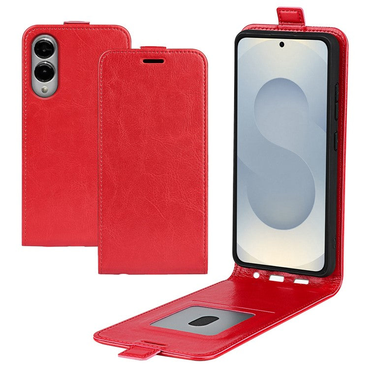 For Samsung Galaxy S25 Edge Case with Card Slots Vertical Flip Leather Phone Cover - Red