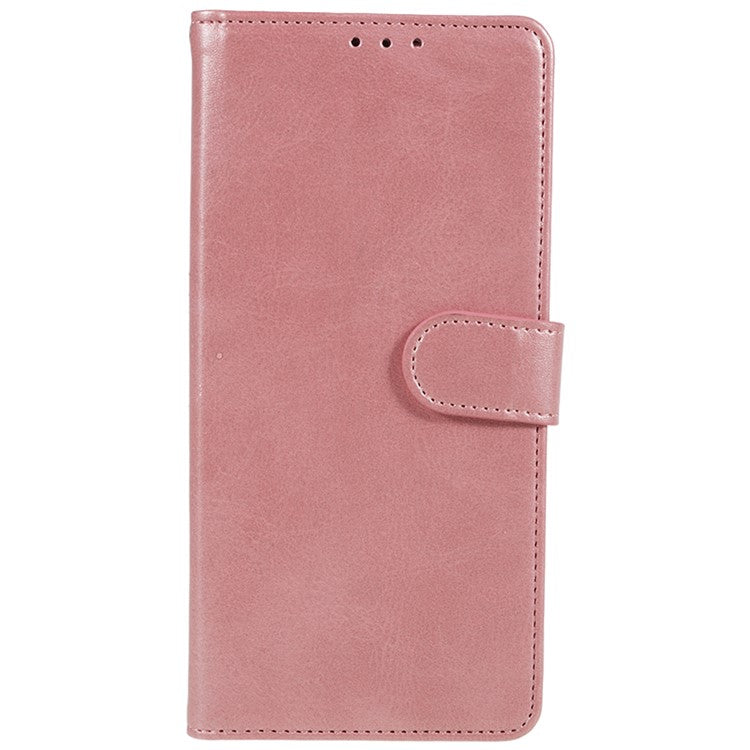 For Samsung Galaxy S25 Edge Case PU Leather Wallet Protective Phone Cover Calf Texture - Rose Gold