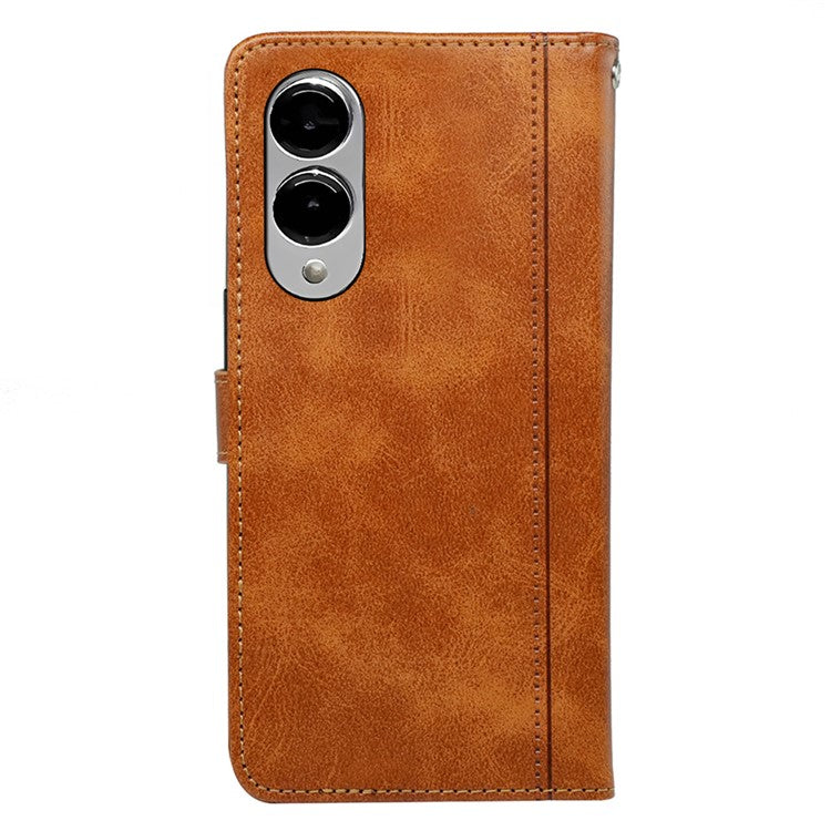 For Samsung Galaxy S25 Edge Case Calf Texture Leather Stand Book Style Phone Cover - Yellow