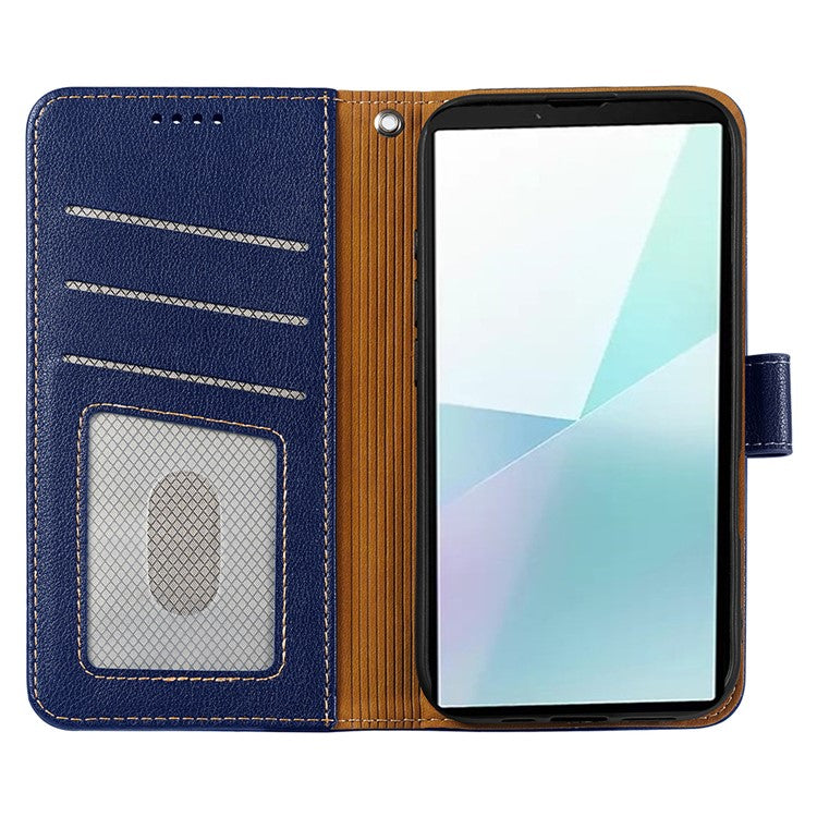 For Samsung Galaxy S25 Edge Leather Case Litchi Texture Wallet RFID Blocking Phone Cover - Blue