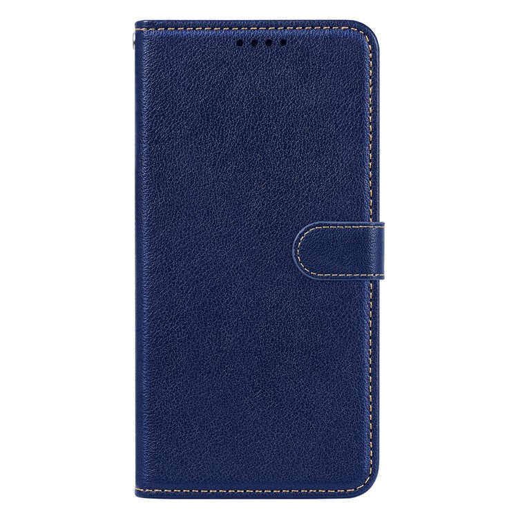 For Samsung Galaxy S25 Edge Leather Case Litchi Texture Wallet RFID Blocking Phone Cover - Blue
