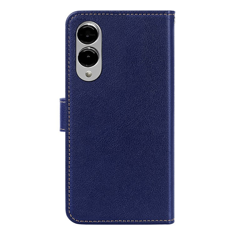 For Samsung Galaxy S25 Edge Leather Case Litchi Texture Wallet RFID Blocking Phone Cover - Blue