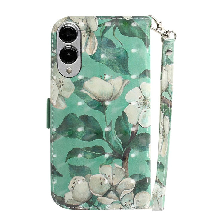 For Samsung Galaxy S25 Edge Case Pattern Printing Leather Wallet Phone Cover with Wrist Strap - Watercolor Flowers