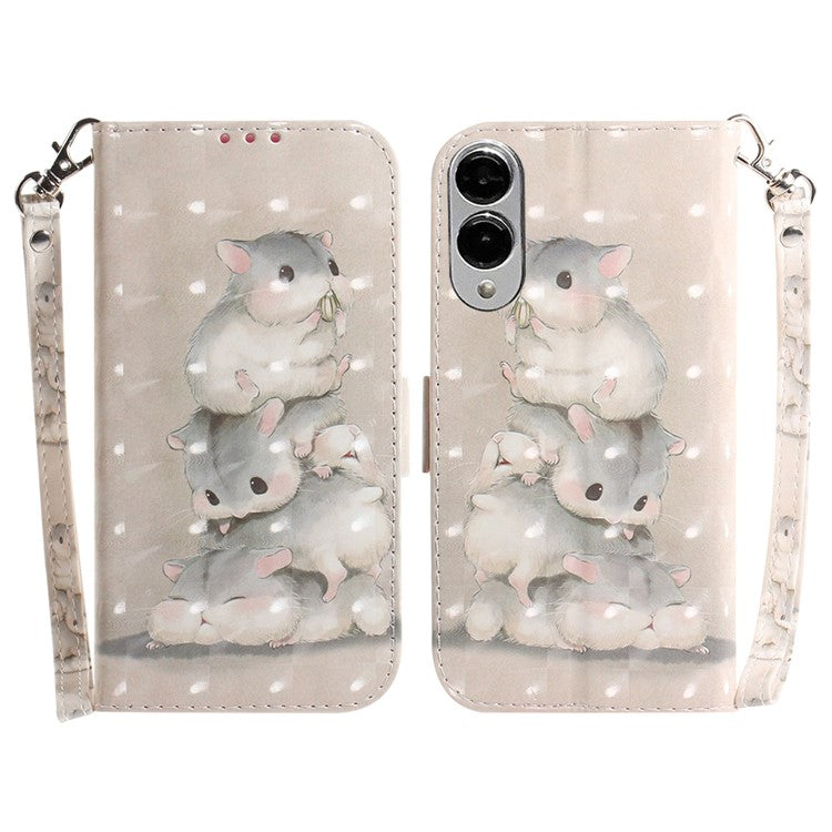 For Samsung Galaxy S25 Edge Case Pattern Printing Leather Wallet Phone Cover with Wrist Strap - Stacking Squirrels
