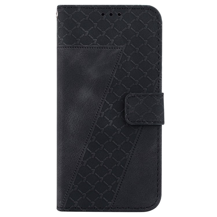 For Samsung Galaxy S25 Edge Stand Case 7-Shaped Pattern Imprint Leather Phone Cover - Black
