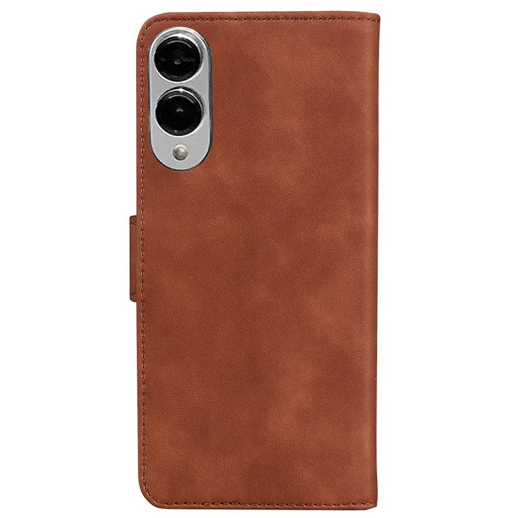 For Samsung Galaxy S25 Edge Case Solid Color Leather Wallet Phone Cover - Brown