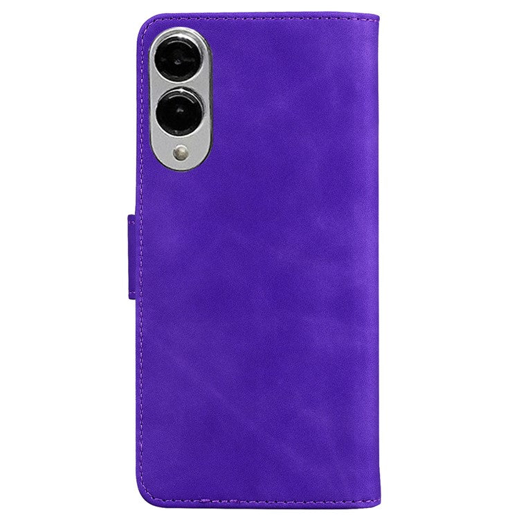 For Samsung Galaxy S25 Edge Case Solid Color Leather Wallet Phone Cover - Purple
