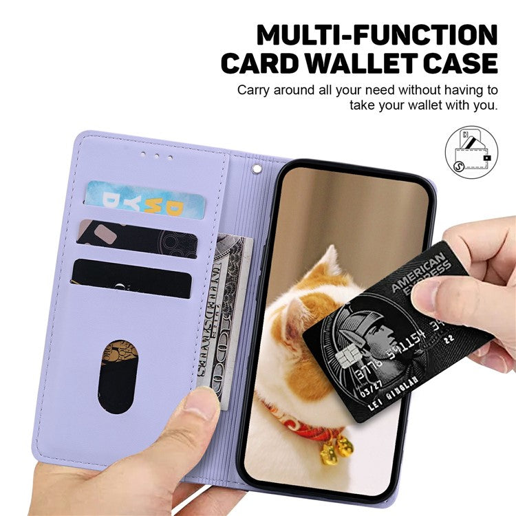 For Samsung Galaxy S25 Edge Case RFID Blocking Kitten Pattern TPU + PU Leather Phone Cover - Purple