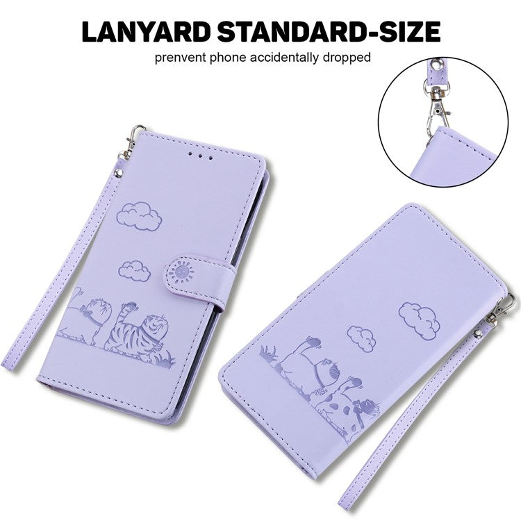 For Samsung Galaxy S25 Edge Case RFID Blocking Kitten Pattern TPU + PU Leather Phone Cover - Purple