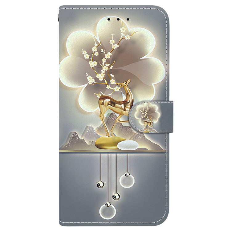 For Samsung Galaxy S25 Edge Case Pattern Printing Anti-Drop Leather Flip Wallet Phone Cover with Lanyard - Sika Deer