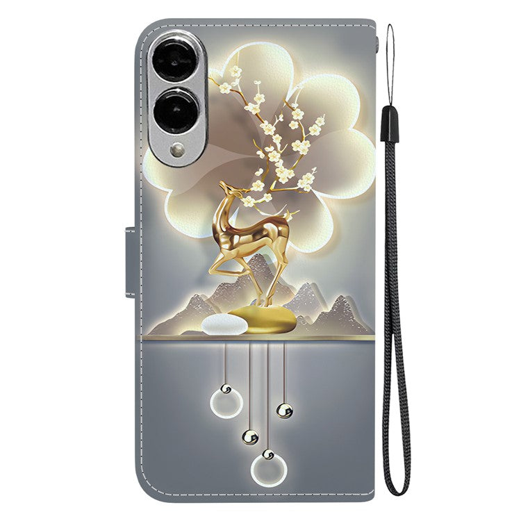 For Samsung Galaxy S25 Edge Case Pattern Printing Anti-Drop Leather Flip Wallet Phone Cover with Lanyard - Sika Deer