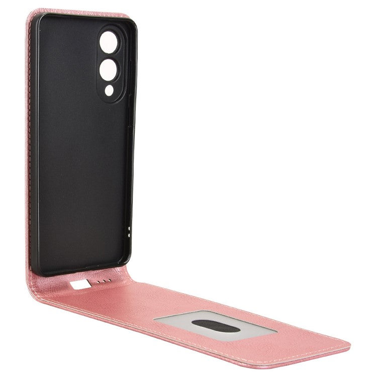 For Samsung Galaxy S25 Edge Case with Card Slot Magnetic Vertical Flip Leather Phone Cover - Rose Gold