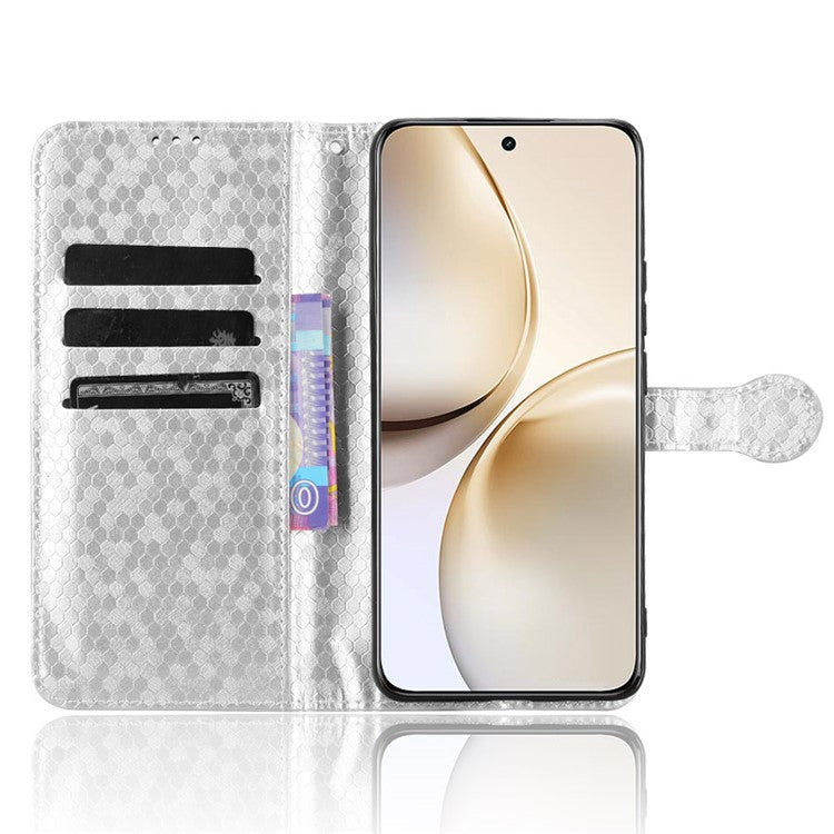 For Realme 14 Pro 5G Wallet Case Dot Pattern Imprint PU Leather Phone Cover - Silver