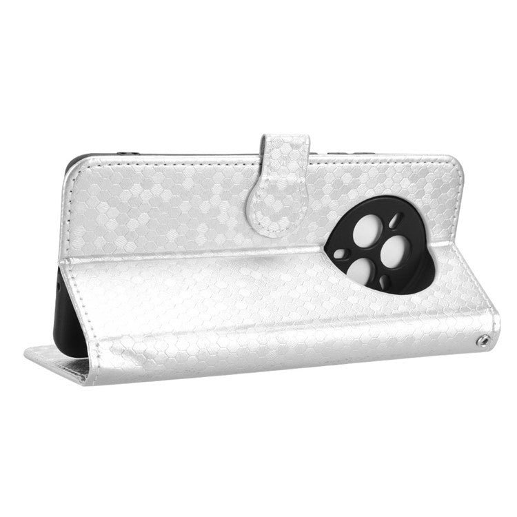 For Realme 14 Pro 5G Wallet Case Dot Pattern Imprint PU Leather Phone Cover - Silver