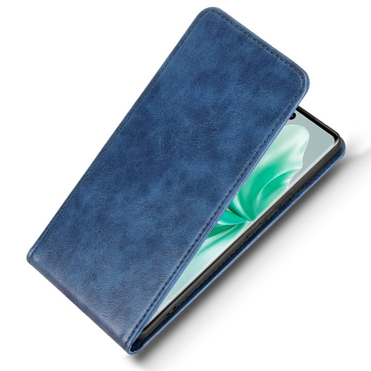 Magnetic Vertical Flip Leather Phone Cover For vivo S18 5G  /  S18 Pro 5G  /  V30 5G  /  V30 Pro 5G Case with Card Slot - Dark Blue