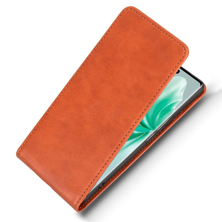 Magnetic Vertical Flip Leather Phone Cover For vivo S18 5G  /  S18 Pro 5G  /  V30 5G  /  V30 Pro 5G Case with Card Slot - Orange