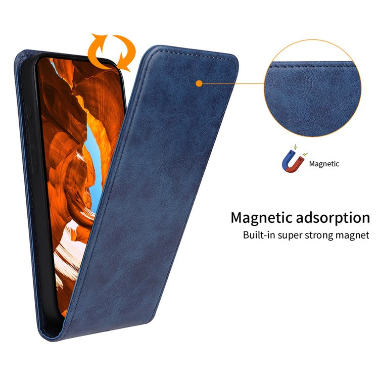 Magnetic Vertical Flip Leather Phone Cover For vivo S18 5G  /  S18 Pro 5G  /  V30 5G  /  V30 Pro 5G Case with Card Slot - Orange
