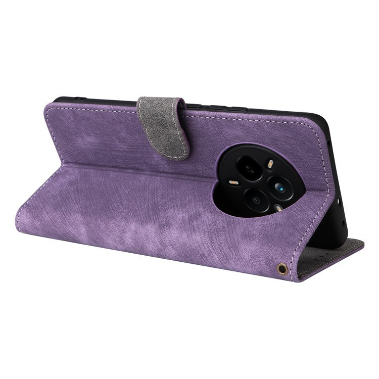For Realme 14 Pro 5G Case Wallet RFID Blocking PU Leather Cover Viewing Stand - Purple