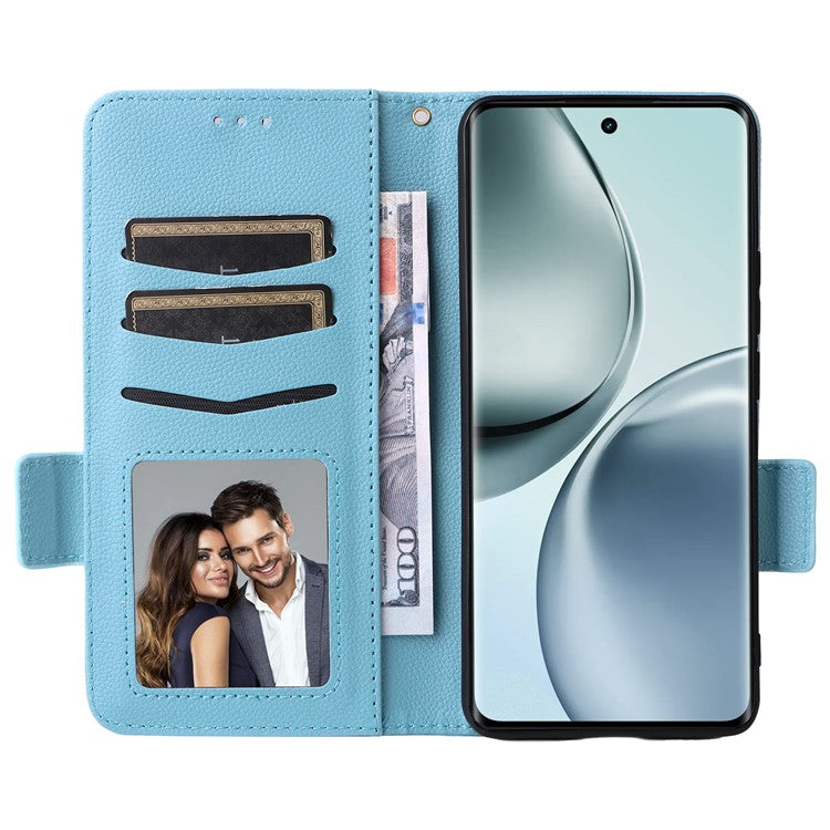 For Realme 14 Pro 5G Case Wallet Flip Litchi Texture PU Leather Phone Cover - Baby Blue