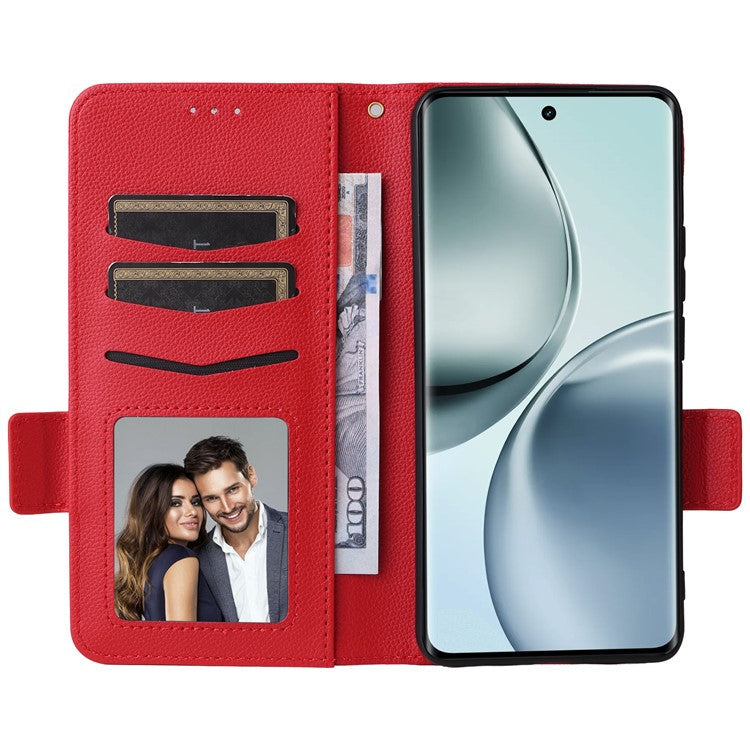 For Realme 14 Pro 5G Case Wallet Flip Litchi Texture PU Leather Phone Cover - Red