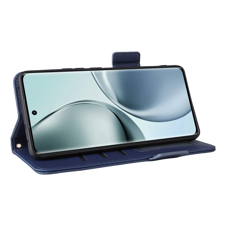 For Realme 14 Pro 5G Case Wallet Flip Litchi Texture PU Leather Phone Cover - Dark Blue