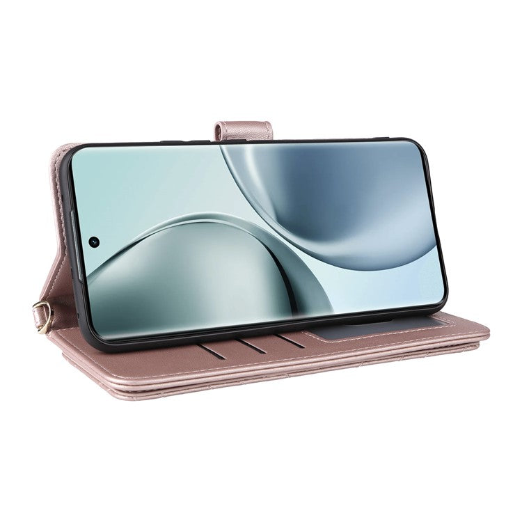 For Realme 14 Pro 5G Case with Shoulder Strap Wallet Leather Phone Cover - Pink