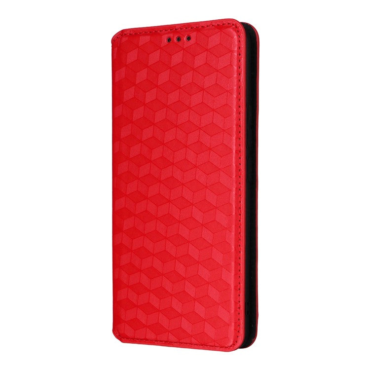 For Realme 14 Pro 5G Case Wallet Rhombus Imprinted Leather Phone Cover - Red