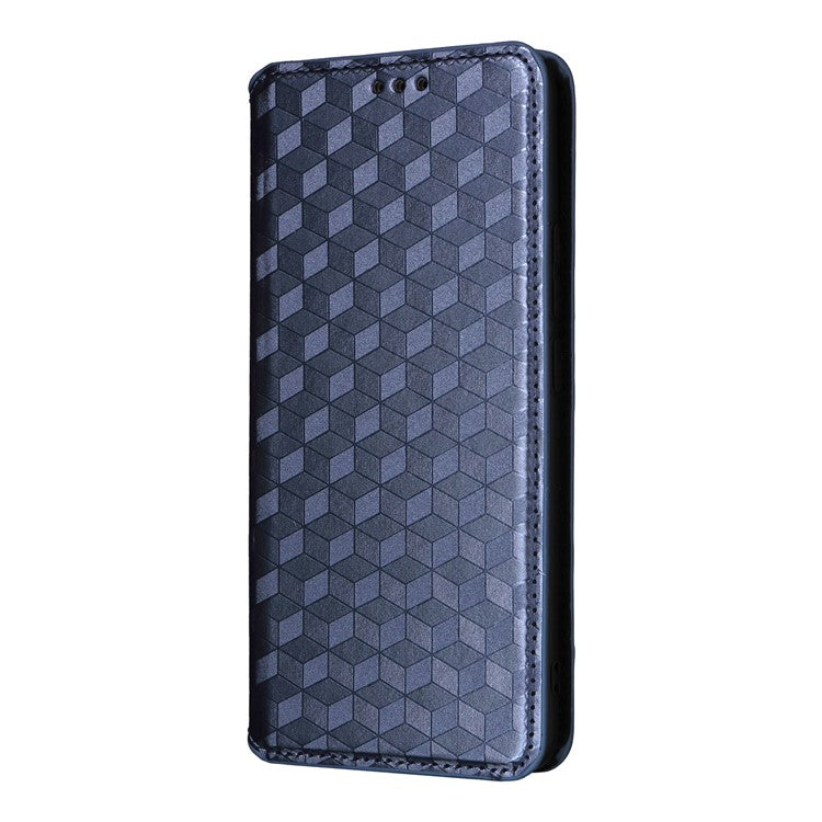 For Realme 14 Pro 5G Case Wallet Rhombus Imprinted Leather Phone Cover - Blue