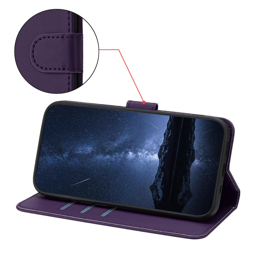 For Oppo Reno13 Pro 5G Leather Case Wallet Stand Solid Color Anti Drop Phone Cover - Purple