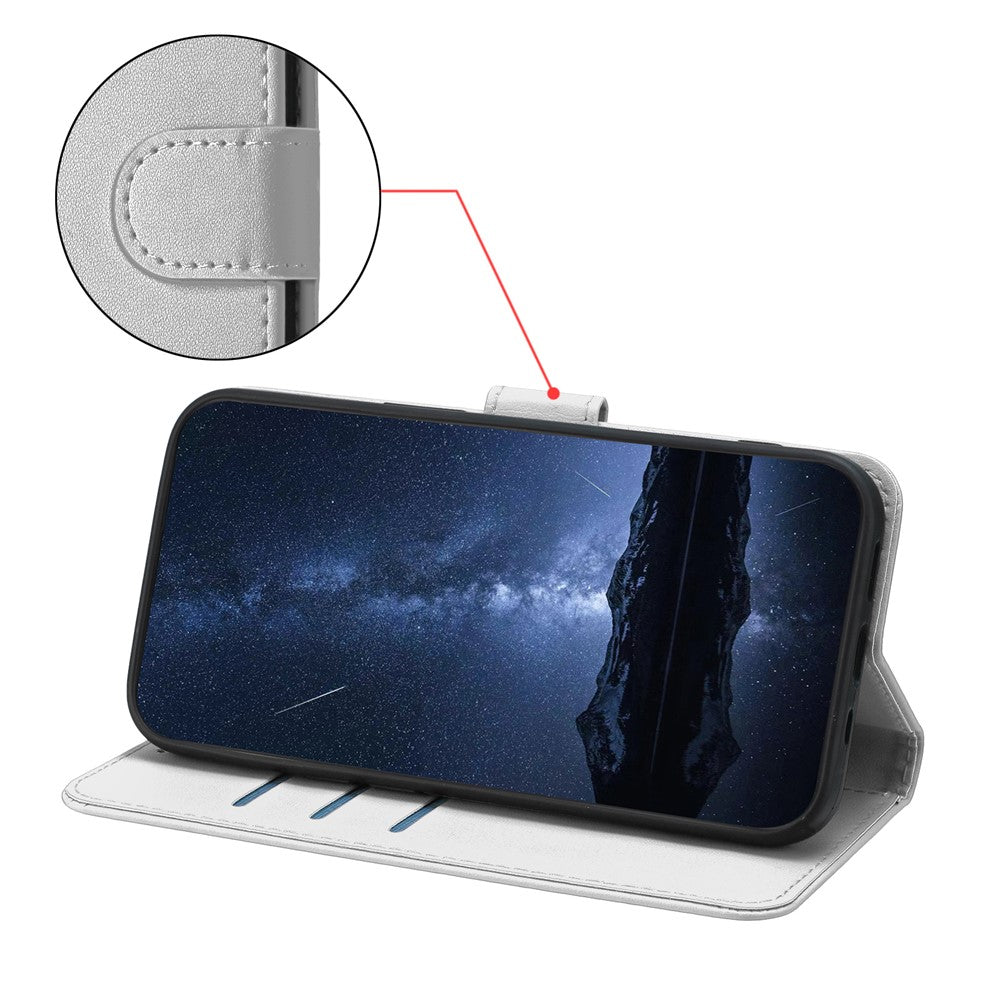 For Oppo Reno13 F 4G / Oppo Reno13 F 5G Leather Case Wallet Stand Solid Color Anti Drop Phone Cover - Silver