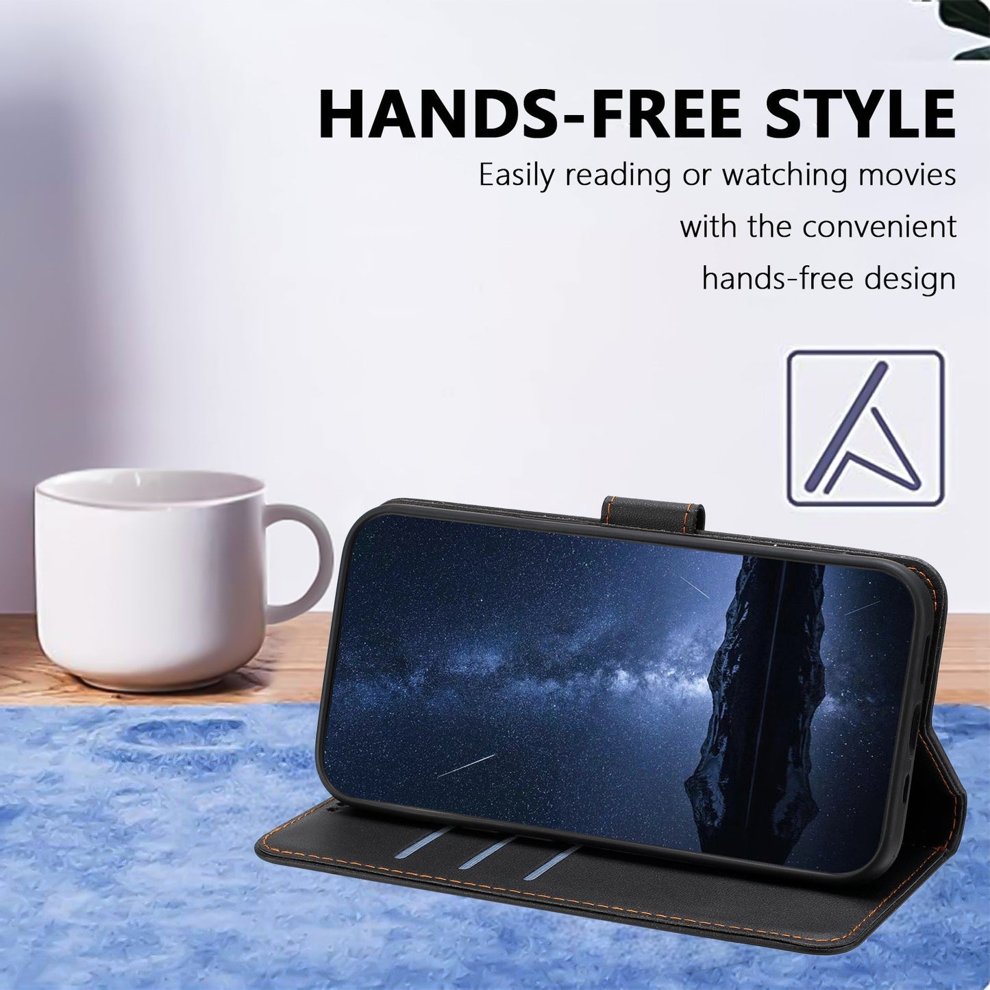For Realme 14 Pro 5G Leather Case Wallet Stand Solid Color Anti Drop Phone Cover - Black