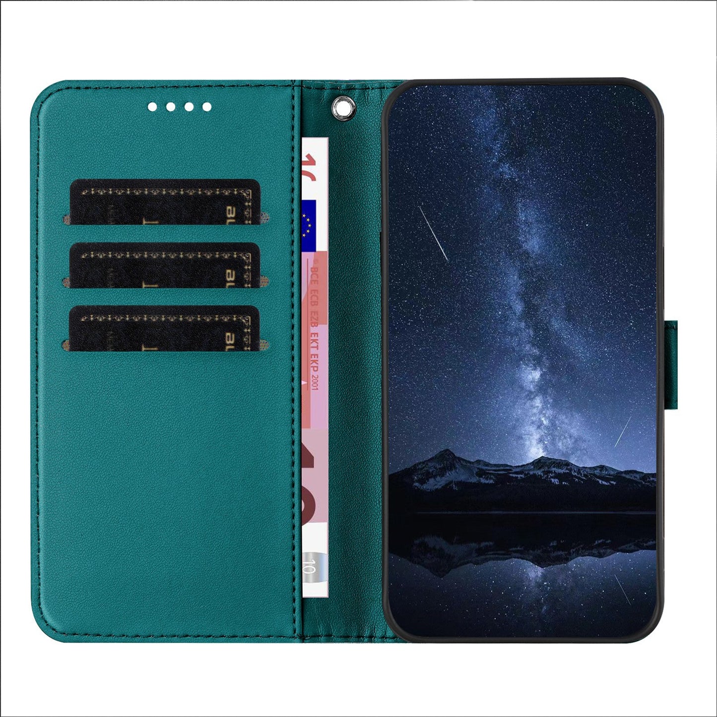 For Realme 14 Pro+ 5G Leather Case Wallet Stand Solid Color Anti Drop Phone Cover - Green