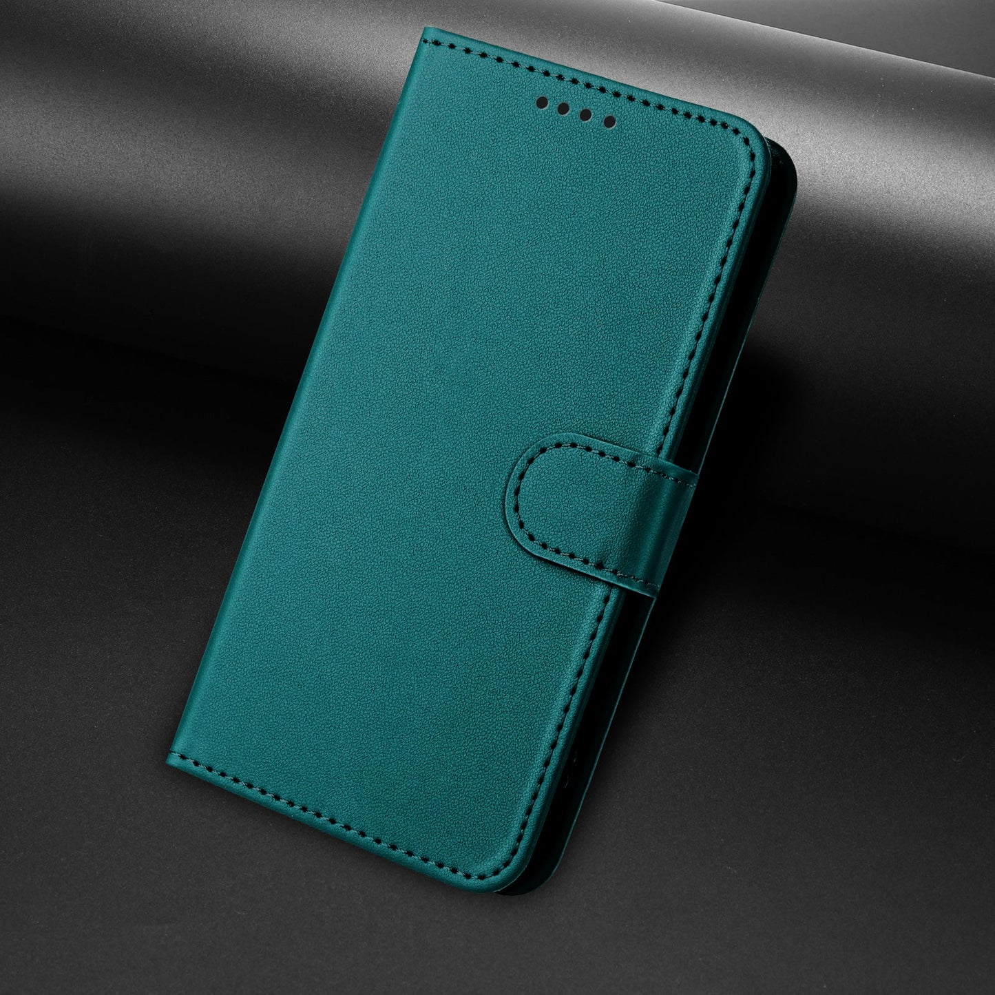 For Realme 14 Pro+ 5G Leather Case Wallet Stand Solid Color Anti Drop Phone Cover - Green
