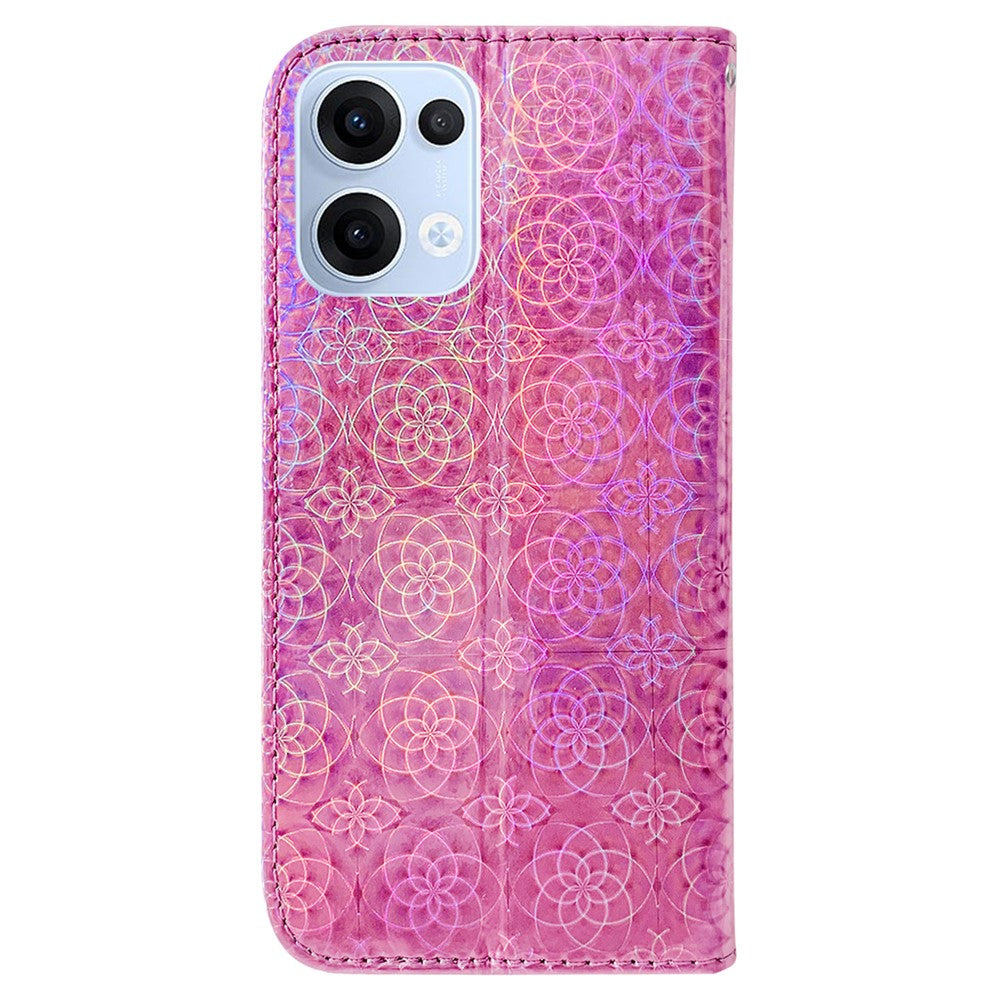 For Oppo Reno13 5G (Global) Stand Case Dazzling Flower Leather Phone Cover - Pink
