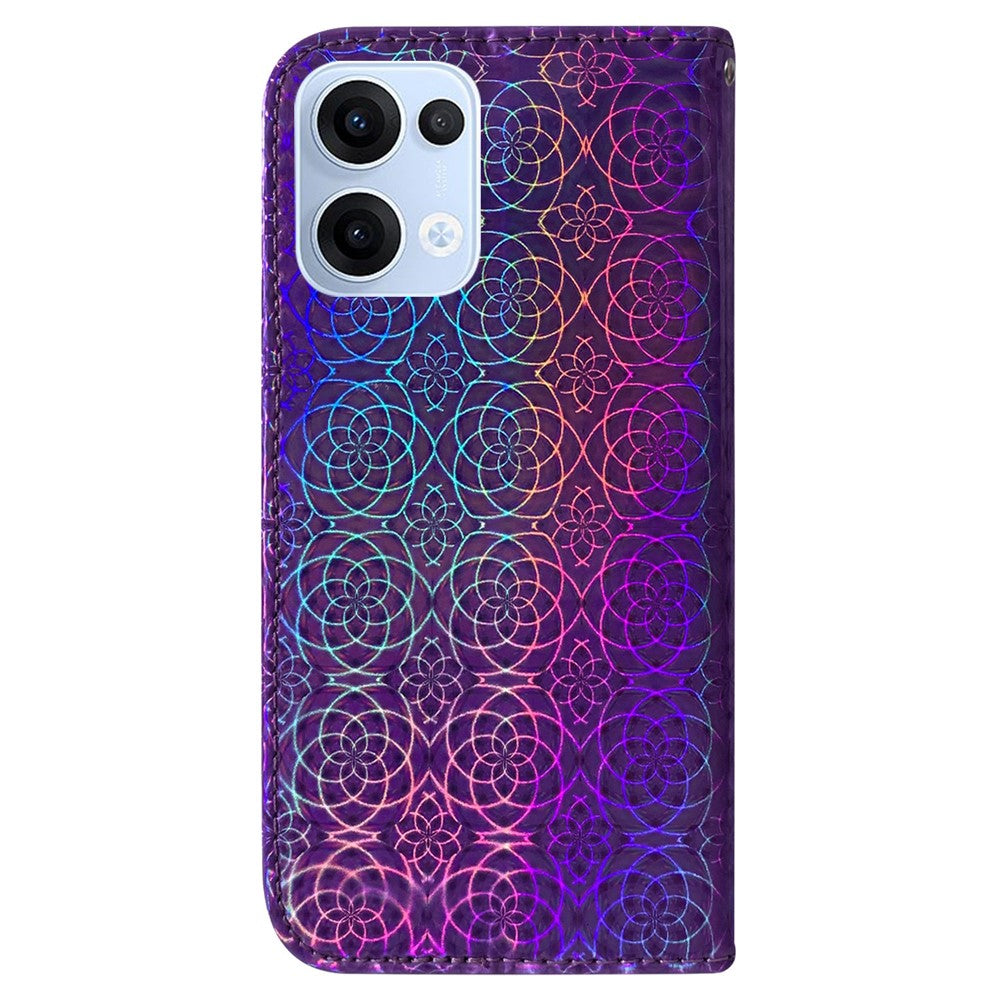 For Oppo Reno13 5G (Global) Stand Case Dazzling Flower Leather Phone Cover - Purple