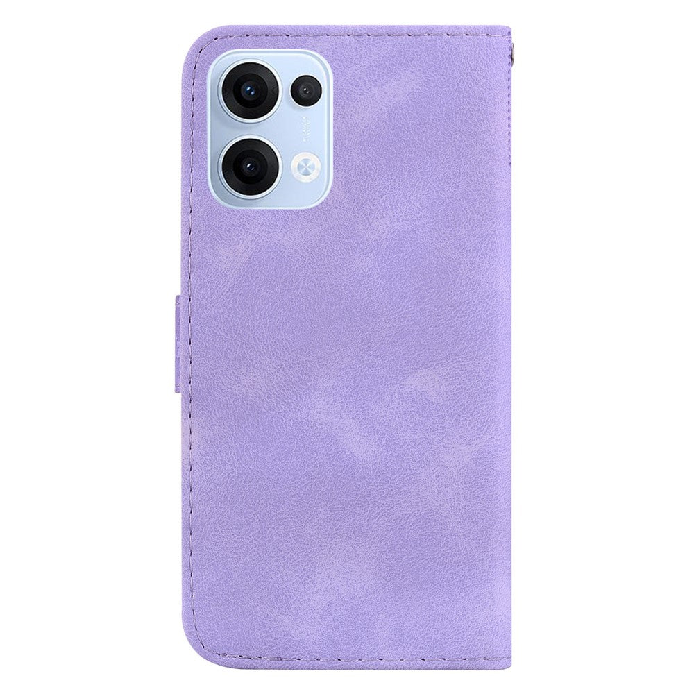 For Oppo Reno13 5G (Global) Stand Case 7-Shaped Pattern Imprint Leather Phone Cover - Purple