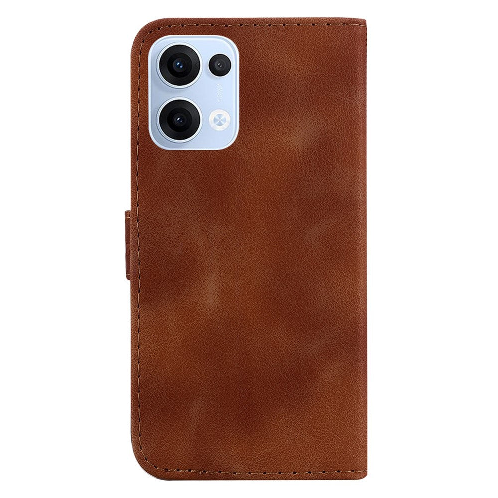 For Oppo Reno13 5G (Global) Stand Case 7-Shaped Pattern Imprint Leather Phone Cover - Brown