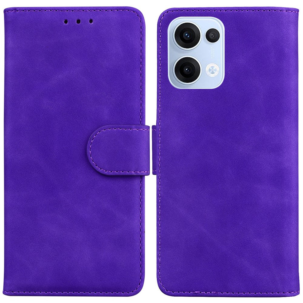 For Oppo Reno13 5G (Global) Case Solid Color Leather Wallet Phone Cover - Purple