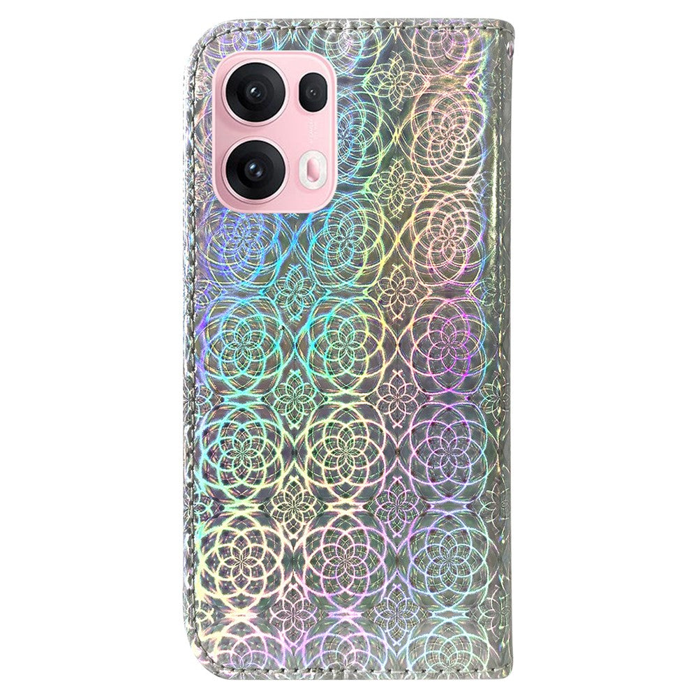 For Oppo Reno13 Pro 5G Stand Case Dazzling Flower Leather Phone Cover - Grey