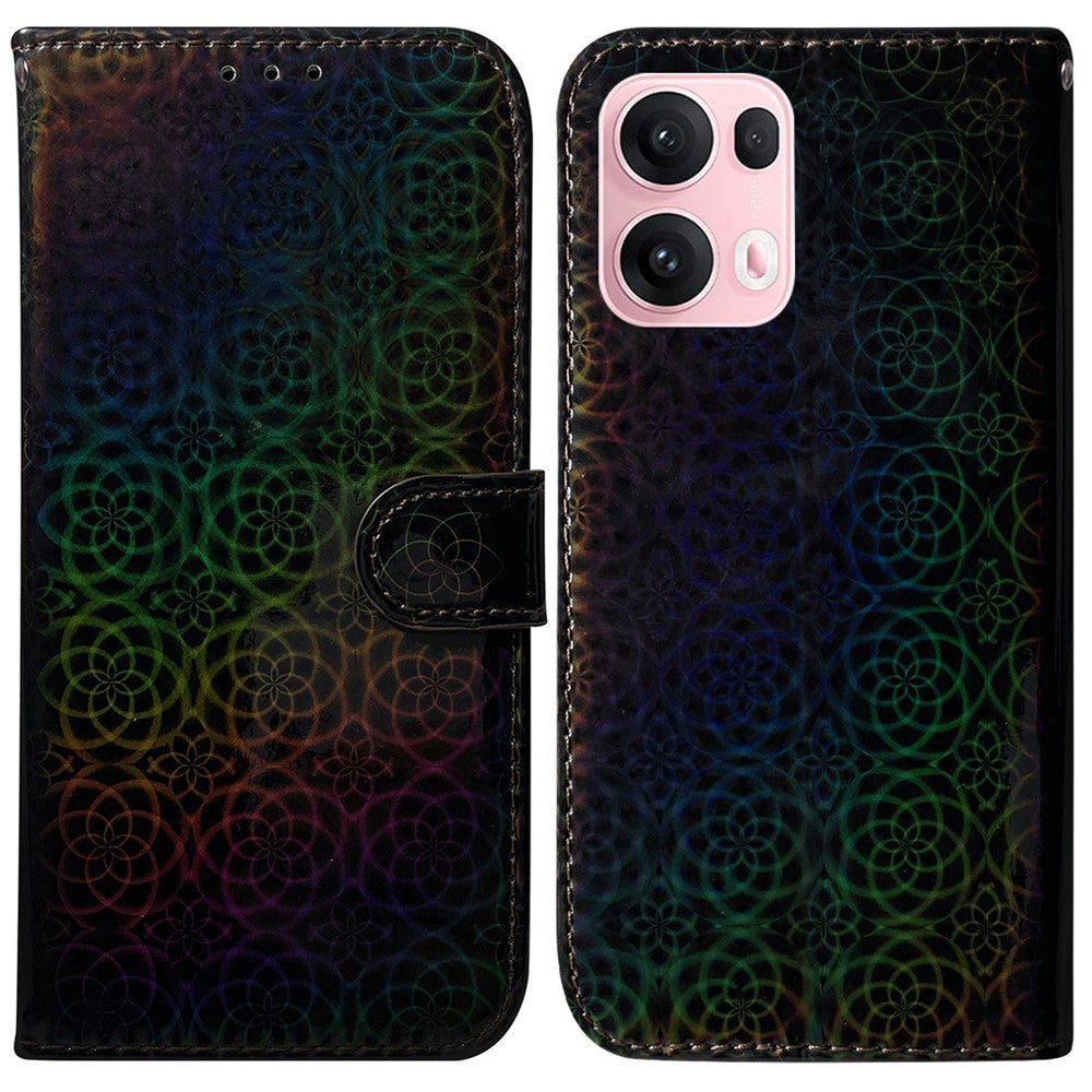 For Oppo Reno13 Pro 5G Stand Case Dazzling Flower Leather Phone Cover - Black