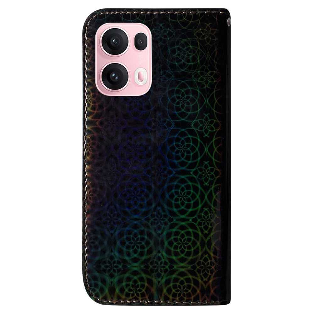 For Oppo Reno13 Pro 5G Stand Case Dazzling Flower Leather Phone Cover - Black