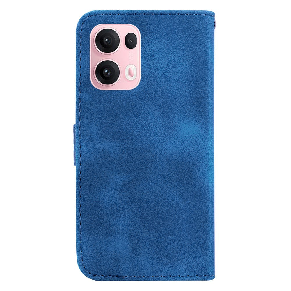 For Oppo Reno13 Pro 5G Stand Case 7-Shaped Pattern Imprint Leather Phone Cover - Dark Blue